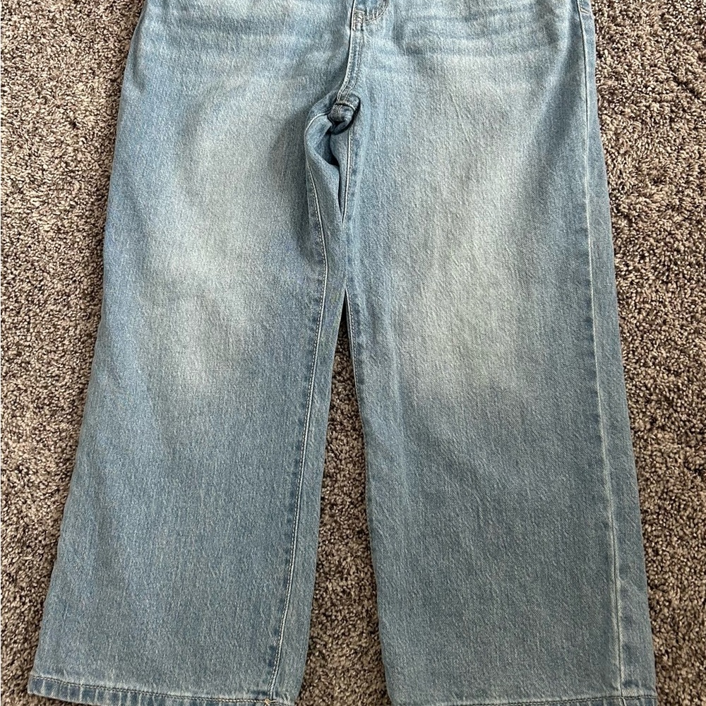 Cat & Jack girls cropped Light Blue stretch wide leg jeans size 16